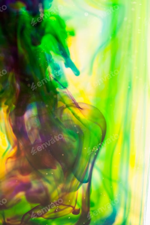 Preview: Abstract Composition With Ink And Small Bubbles. Beautiful Background, Texture And Colors