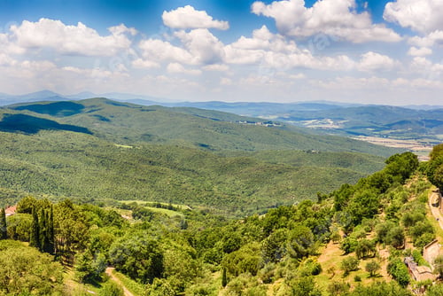 Preview: Aerial View Of A Beautiful Landscape Around The Town Of Montalcino, Province Of Siena, Tuscany