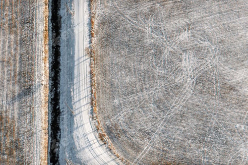Preview: Aerial View Over The Rural Fields In Winter Time
