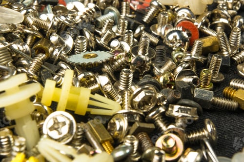 Preview: Techno Backgrounds - Various Bolts, Screws, Washers, Nuts And Other Computer Small Fasteners On