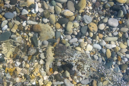 Preview: Sea Pebble Beach With Multicoloured Stones, Waves With Foam