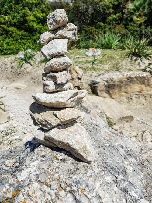Preview: Stacked Rocks On The Trail Through Boquer Valley, Serra De Tramuntana Mountains, Mallorca, Balearic