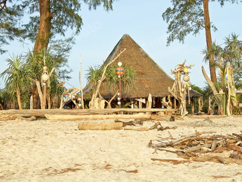 Preview: View On The Long Beach Seaside, Sand And Blue Sky In Koh Phayam Island Of Ranong, Southern Thailand