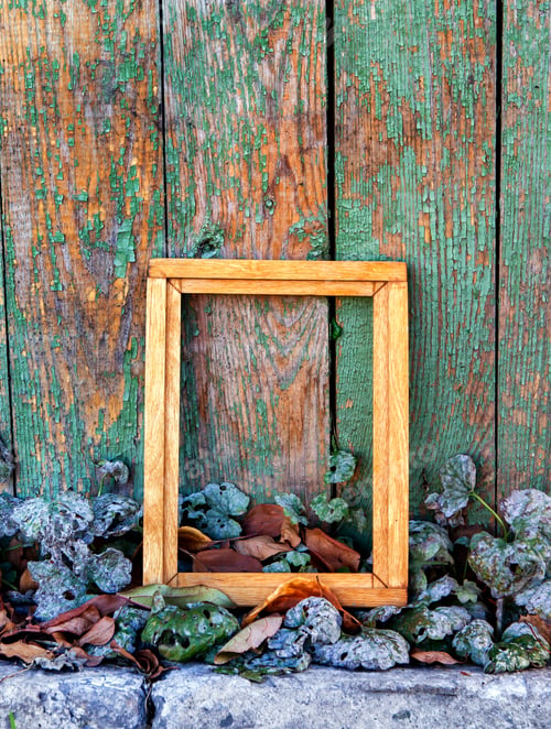 Preview: Old Wooden Frame On The Weathered Paint Planks Background