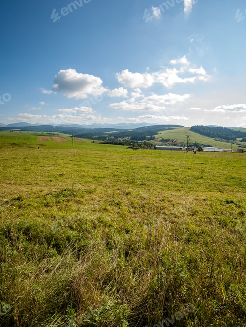 Preview: Cloudy And Misty Slovakian Western Carpathian Tatra Mountain Skyline Covered With Forests And Trees