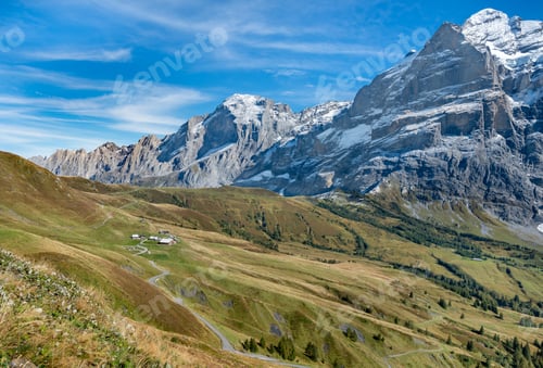 Preview: Landscape Of Swiss Alps Above Grindelwald Village.
