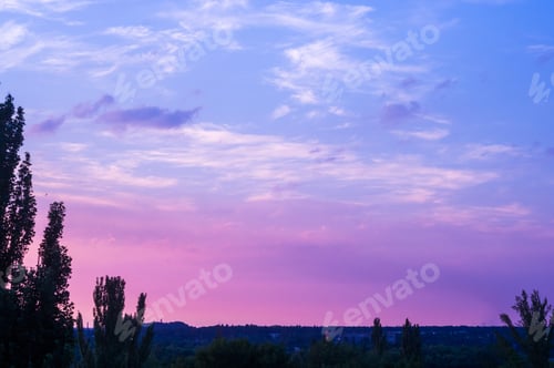 Preview: Landscape With Dramatic Light - Beautiful Golden Sunset With Saturated Sky And Clouds.
