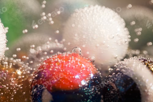 Preview: Abstract Underwater Composition With Colorful Glass Balls, Bubbles And Light