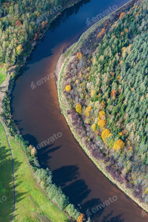 Preview: Aerial View Over The River Gauja In Autumn