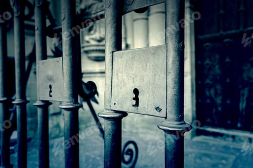 Preview: Old Medieval Lock, Detail Of Metal Decorated Lock