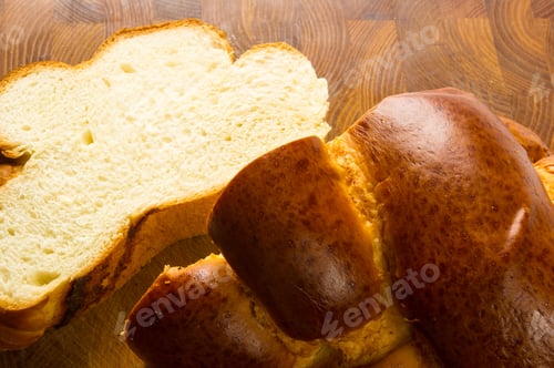Preview: Chunks Large Braided Loaf On Wooden Background