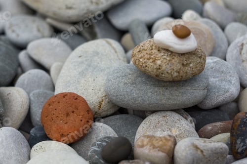 Preview: Stack Of Zen Stones On Pebble Beach
