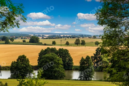 Preview: Rural Nature In The Farm Land. Agriculture Field With Sky.