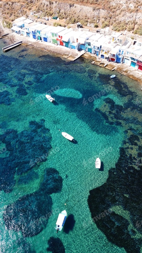 Preview: Aerial Drone Bird'S Eye View Photo Of Picturesque And Colourful Fishing Village Of Klima With