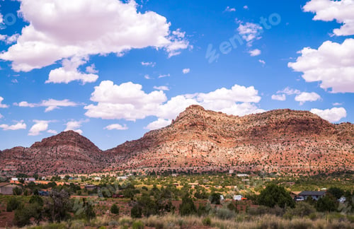 Preview: Picturesque Navajo Settlement At The Foot Of The Mountain. Desert Landscape Of Arizona