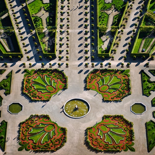 Preview: Aerial View Over Gardens At The Rundale Palace In Latvia