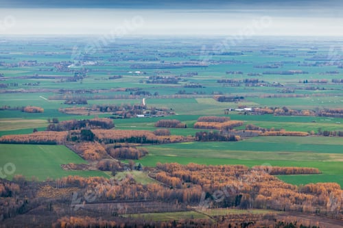 Preview: Aerial View Over The Fields And Forest In Autumn