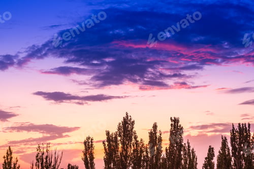 Preview: Landscape With Dramatic Light - Beautiful Golden Sunset With Saturated Sky And Clouds.