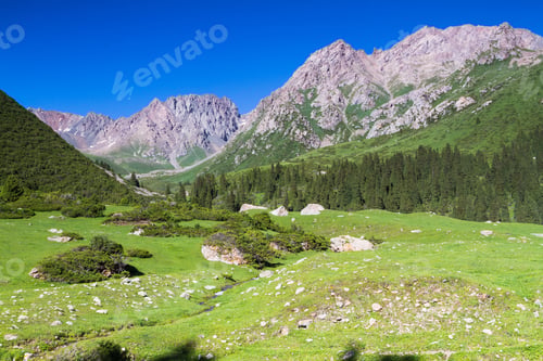 Preview: Alatau Plateau In Tian Shan Mountains, Karakol, Kyrgyzstan, Central Asia