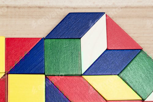Preview: Colorful Wooden Pieces For Tangram Technique