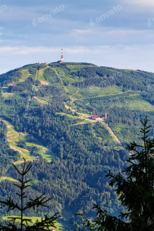 Preview: View Of Polish Mountain Skrzyczne From Beskidy Mountains - Klimczok Peak (Beskid Slaski). Beskid