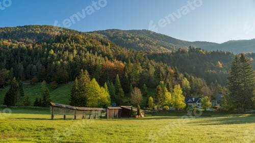 Preview: Kranjska Gora Town At Sunrise With Mountains In The Background