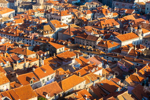 Preview: Beautiful Aerial Landscape Of Dubrovnik Old Town At Sunset, Croatia