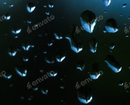 Preview: Raindrops On The Window Glass, Toned, Close Up