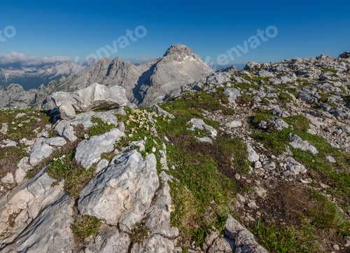 Preview: Beautiful Mountain Landscape Of Julian Alps. Breathtaking Views From The Path To Bovski Gamsovec