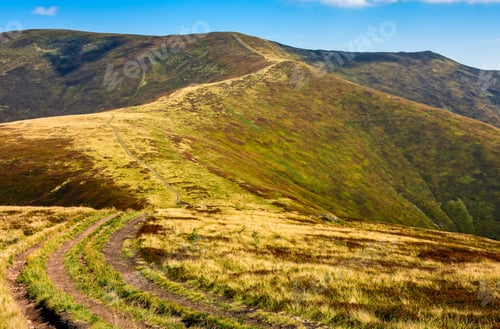 Preview: Summer Mountain Landscape. Winding Road Through The Ridge To The Top. Late Summer Fine Weather