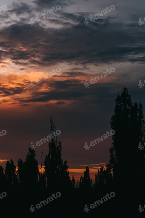 Preview: Landscape With Dramatic Light - Beautiful Golden Sunset With Saturated Sky And Clouds.