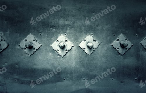 Preview: Metallic Background With Texture, Detail Of An Old Door Painted Metal, Decoration And Outdoor