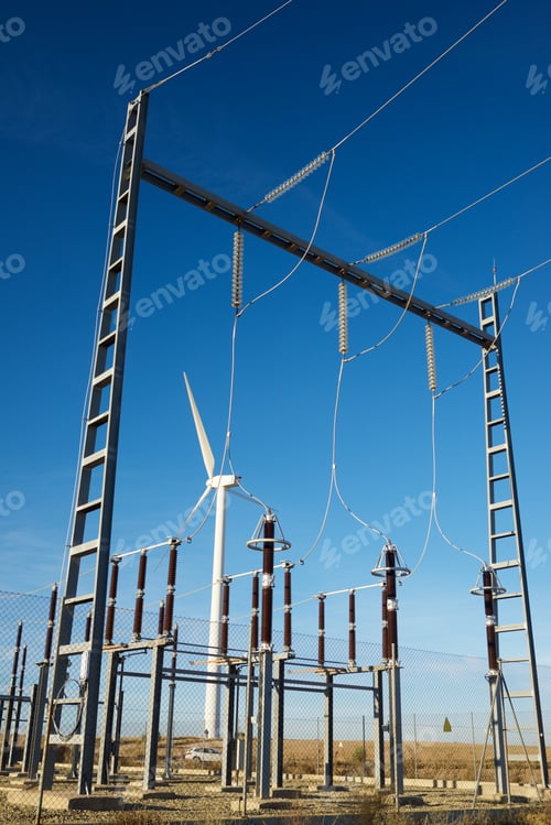 Preview: Electrical Substation View In Zaragoza Province, Aragon In Spain.
