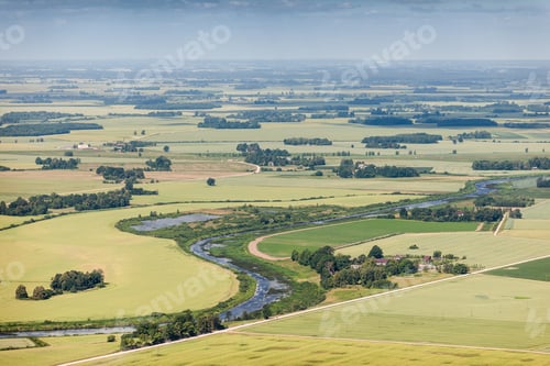 Preview: Aerial View Over The River And Rural Fields