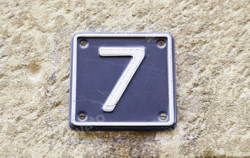 Preview: Number Seven On A Wall Of A House, Detail Of A Number Of Information, Odd Number