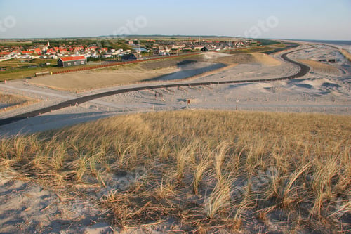 Preview: Village Close To The Dunes, Beachgrass And Sand Dunes In Front