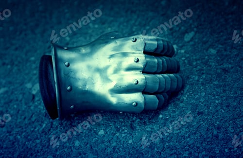 Preview: Medieval Metal Glove, Detail Of Part Of Ancient Armor, Detail Of War