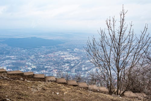 Preview: Beautiful Panorama With Stairs To The Mountains And The City Of Pyatigorsk From Mount Mashuk