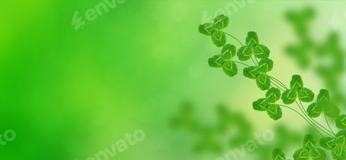 Preview: Green Clover Leaves On A Background Summer Landscape. St.Patrick 'S Day.