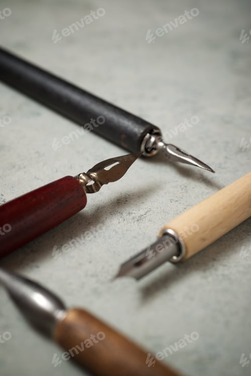 Preview: Nib Pens For Calligraphy On A Table.
