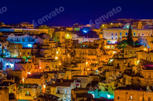 Preview: Night View Of Rooftops Of The Italian City Matera.