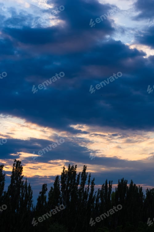 Preview: Landscape With Dramatic Light - Beautiful Golden Sunset With Saturated Sky And Clouds.