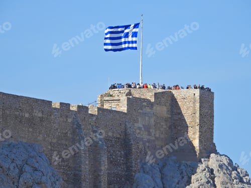 Preview: Stone Structure and a Greek Flag