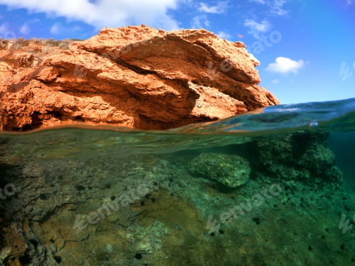 Preview: Underwater Photo Of Tropical Emerald Rocky Sea In Exotic Island Destination