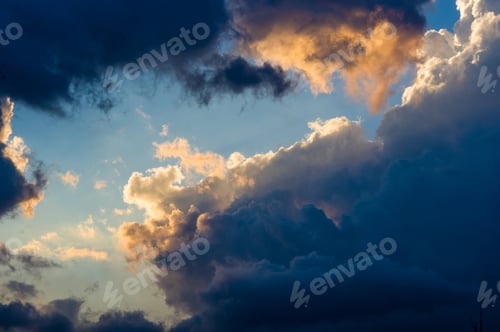 Preview: Landscape With Dramatic Light - Beautiful Golden Sunset With Saturated Sky And Clouds.