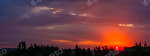 Preview: Landscape With Dramatic Light - Beautiful Golden Sunset With Saturated Sky And Clouds.