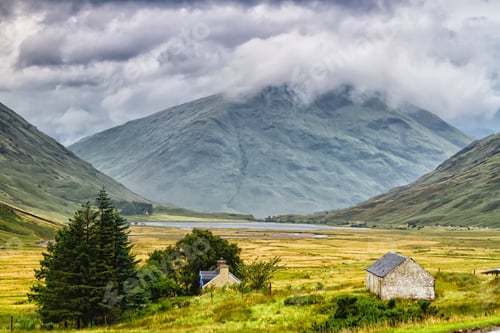 Preview: Glencoe Or Glen Coe Mountains And Pass, Panoramic View Landscape In Lochaber, Scottish Higlands
