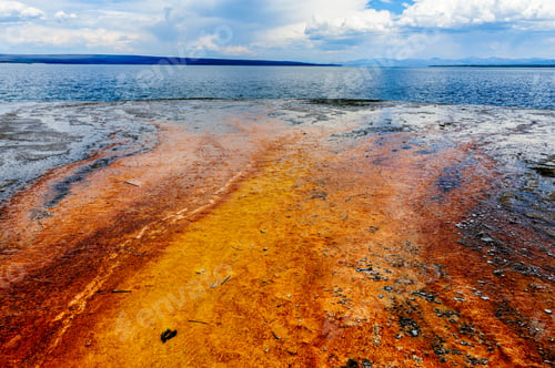Preview: Colorful Bacteria Mats Form Near A Geyser In The West Thumb Area In Yellowstone National Park.