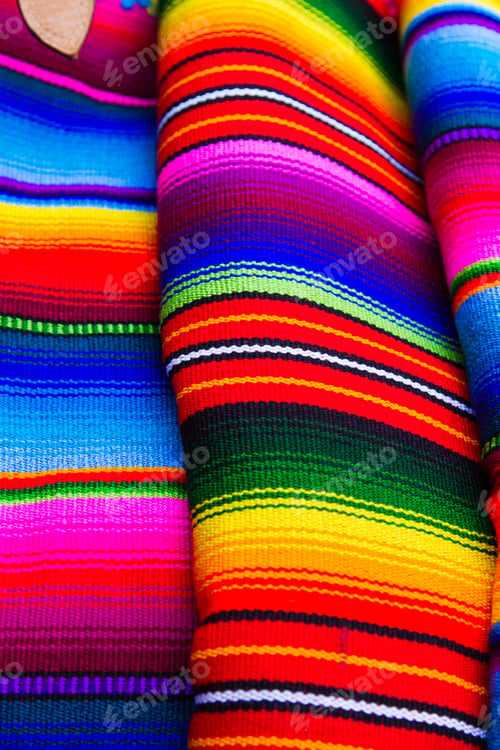 Preview: Mayan Blankets Textile Designs On The Market In Chichicastenango, Guatemala, Central America