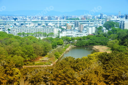 Preview: Nagoya, Japan - City In The Region Of Chubu In Aichi Prefecture. Aerial View With Castle Park